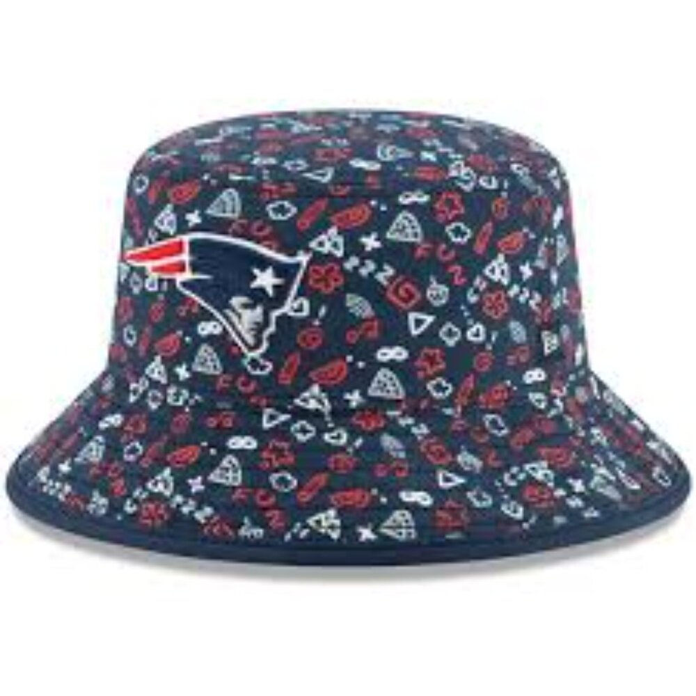 Infant New England Patriots fun pattern bucket hat- pizza football music design